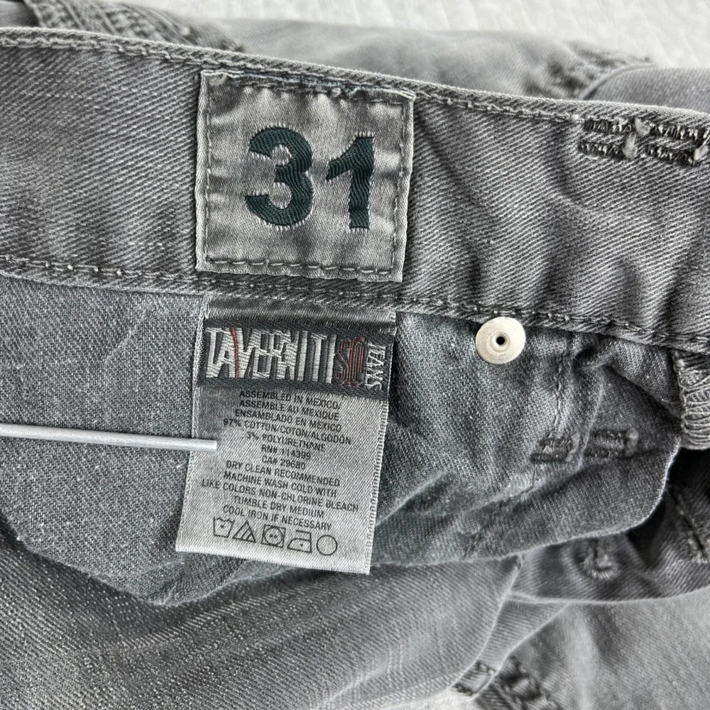Taverniti So Jeans Mens 31x33 Grey Mec Tape 17 Distressed Straight Denim Pants